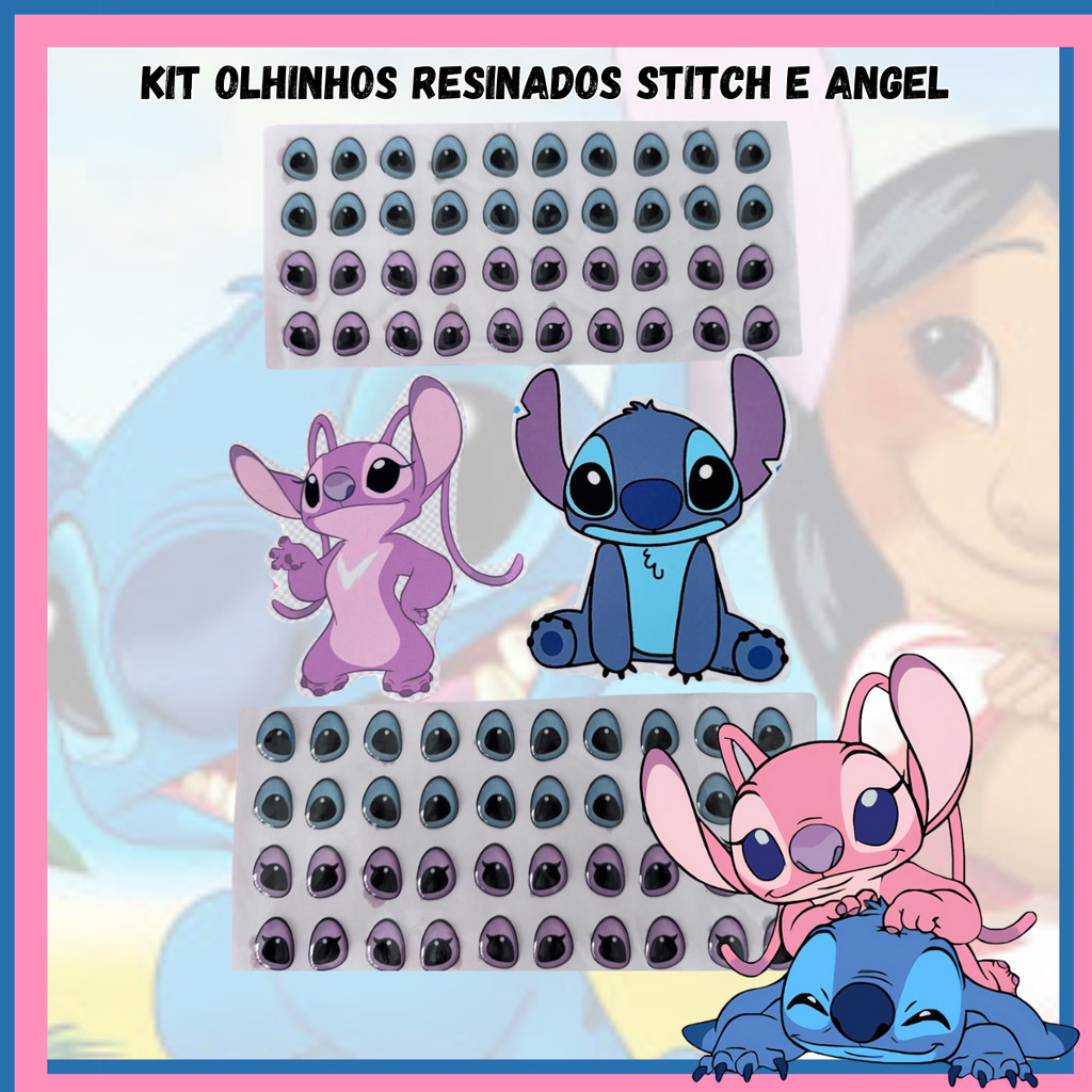 Cartela Stitch Olhinhos Adesivos Resinados Lilo Angel Biscuit Olhos Feltro EVA Artesanato P M G GG em Oferta na Shopee