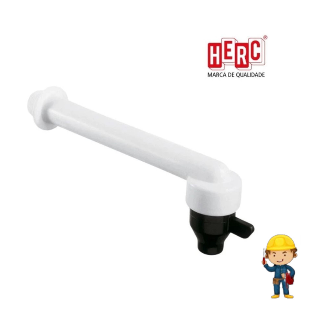 Torneira de Alavanca Parede  Branca Herc 1/2 18cm