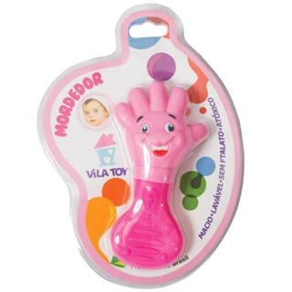 Mordedor Bebê Vila Toy Mãozinha Rosa em Oferta na Shopee