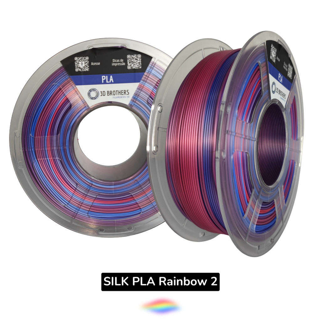 FILAMENTO 3D PLA + SILK RAINBOW 2 - 1,75MM 1KG/SPOOL em Oferta na Shopee