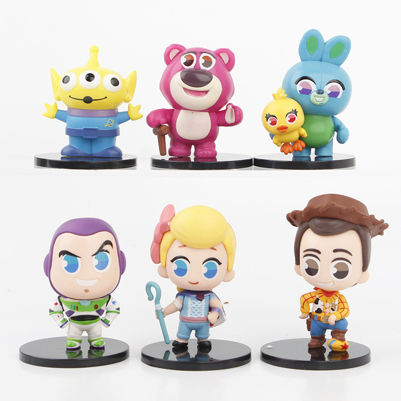 Mini Figuras de Toy Story: Buzz, Woody, Alienígena de Três Olhos, Modelo de Brinquedo, Ornamento, Boneco em Cápsula UNA3