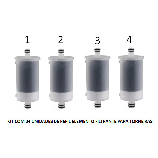 Refil Universal para Filtro de Torneira, kit com 4 unidades de Refil carvão ativado para torneira