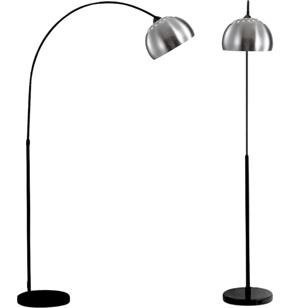 Luminária Piso Chão 190cm Base Mármore Ajustável Arco Coluna Pedestal Gimpo PF-06-BBS