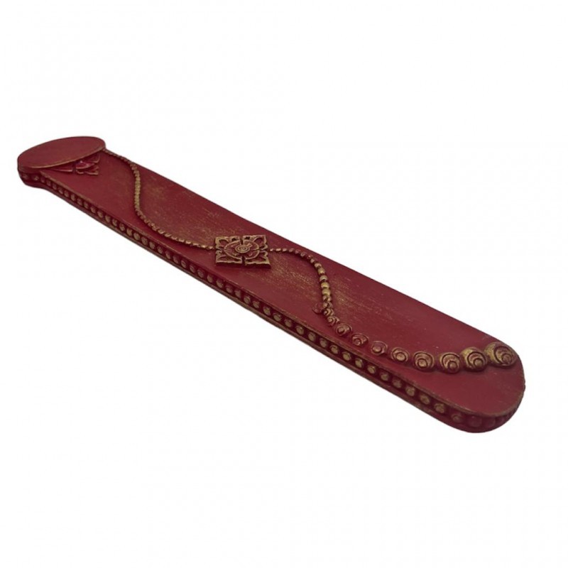 Incensário Régua 27 cm Universal Vermelho e Dourado Resina
