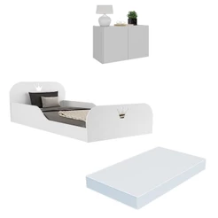 Cama Infantil Montessoriana com Colchão Incluso e Mesa de Cabeceira 2 Portas Multimóveis MP4195