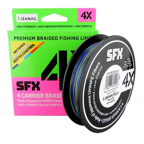 Linha Multifilamento Rapala Sufix SFX 4X M300 - Multicolor 300mt - Selecione a bitola
