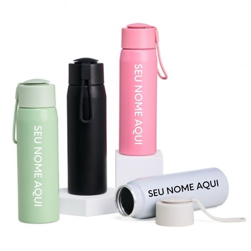 Garrafa 600ml Com Alsa Para Transporte, Personalizada , Logo Nome E Profissões
