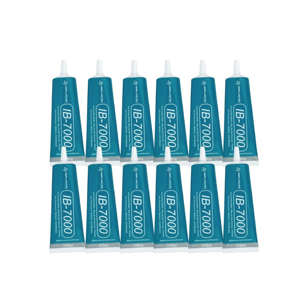 Kit 12 Cola Adesiva Multiuso Transparente Implastec IB-7000 110ml