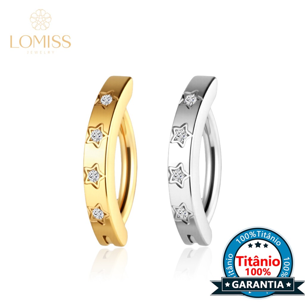 Piercing Argola Para Umbigo Titânio Estrela Zircônias