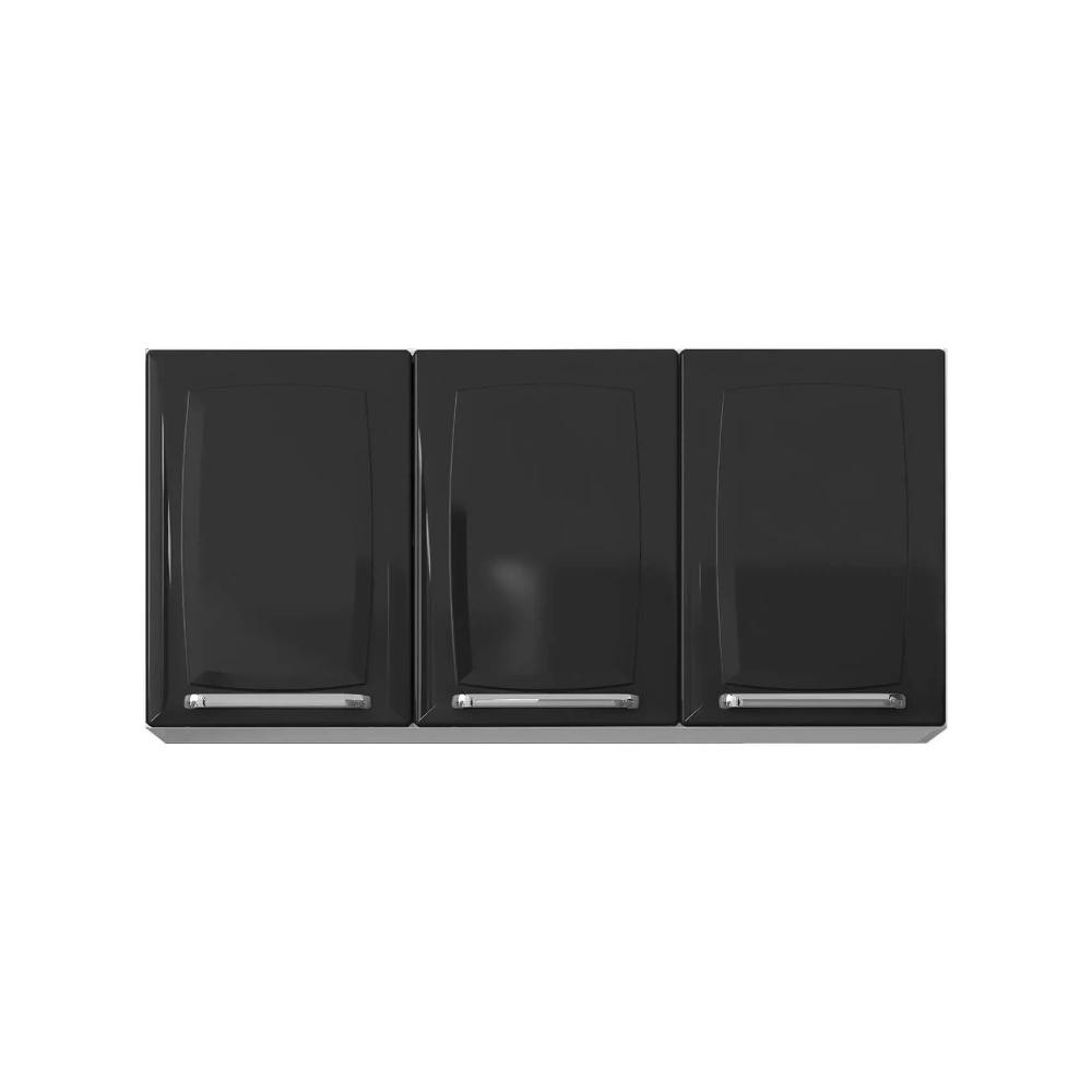 Armário Aéreo de Cozinha 3 Portas Itatiaia Luce de Aço 105cm Preto em Oferta na Shopee