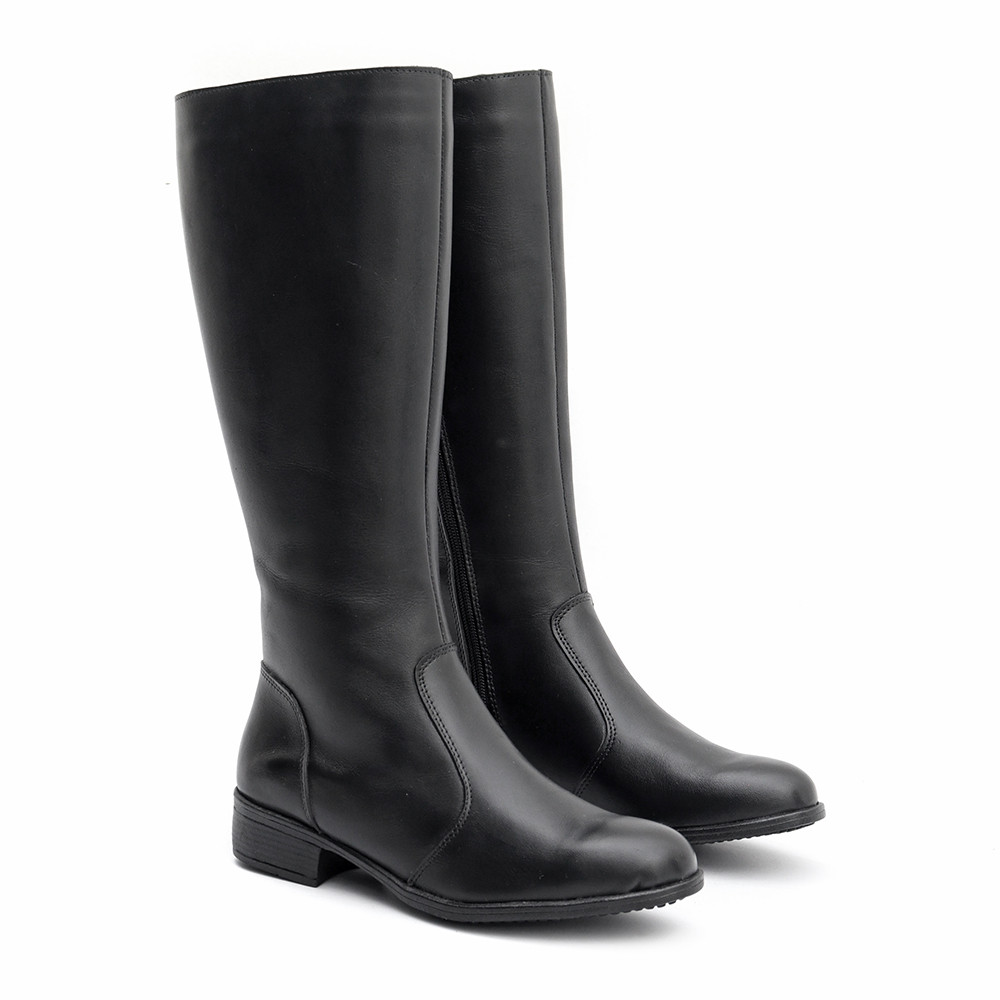 Bota Feminina Montaria em Couro Bico Fino Cano Longo Preta - Disponível também no Marrom - Alto Inverno