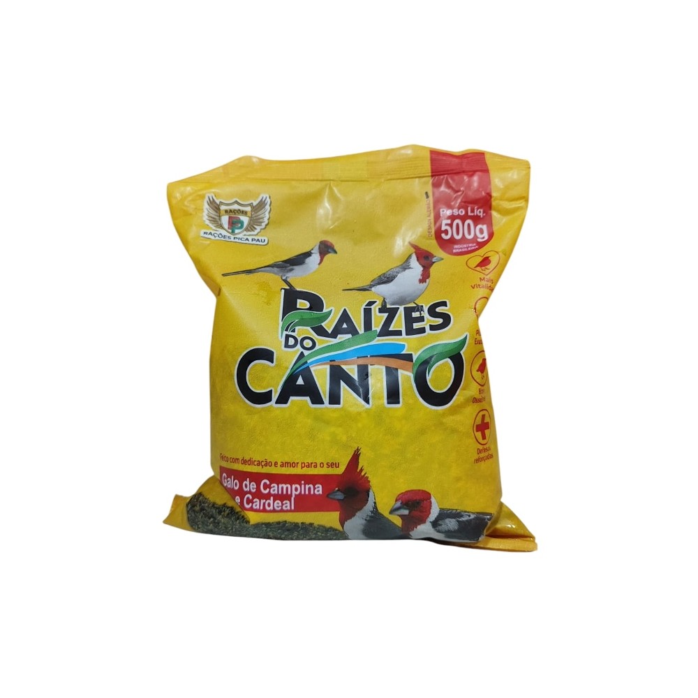 Alimento Completo Ração Para Galo De Campina E Cardeal Raízes Do Canto 500g Pica Pau - 2 Unidades
