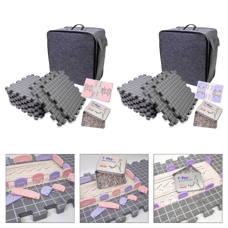 Hi * 1 Conjunto De Tapetes De Bloqueio Com Grades , Pinos Em T , Placa De Crochê Para Tricô