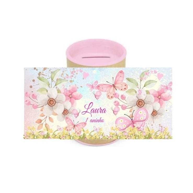 10 Cofrinhos Personalizados Festa Jardim das Borboletas