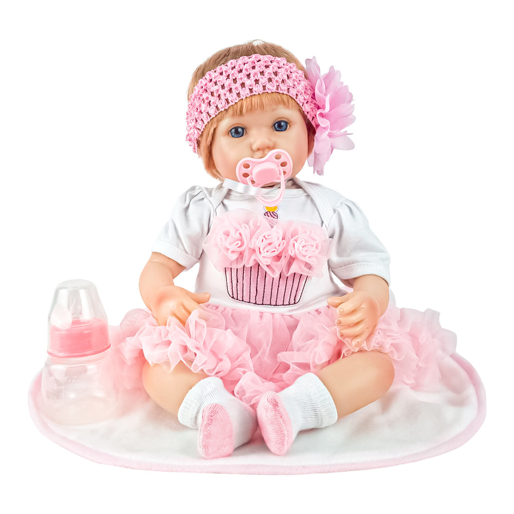 Boneca Bebê Reborn Realista Em Vinil Com Roupinha Rosa Chupeta Tapetinho