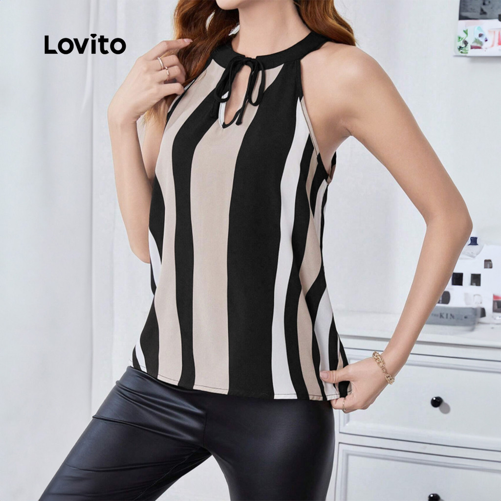 (Trendy) Lovito Regata Boho Geométrica Com Cadarço Para Mulheres L133ED851 - Women Clothes