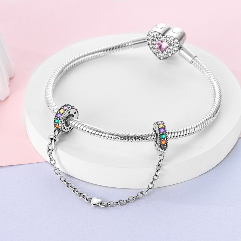 Berloques novo 925 prata Original Dijes grânulo corrente de segurança adequado para pulseira DIY jóias presente aniversá