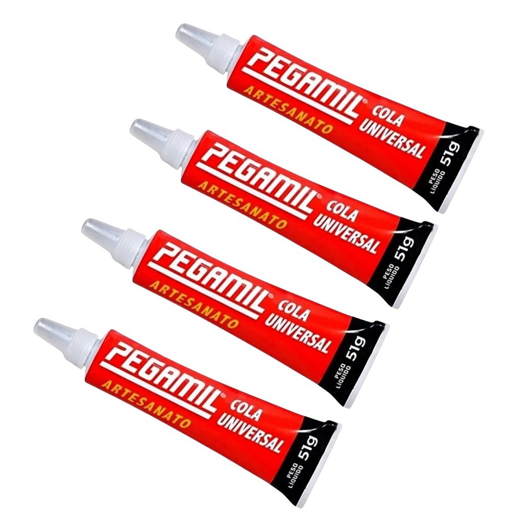 Kit Cola Universal Pegamil Artesanato 51g Secagem Rápida Adesivo Multiuso Artesanato