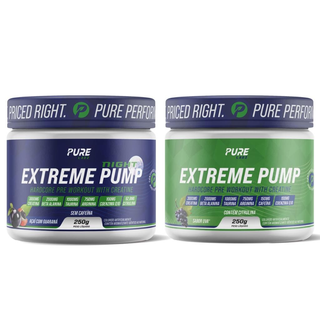 Kit Pré Treino Pump Night  + Extreme Pump Pure Athletic em Oferta na Shopee