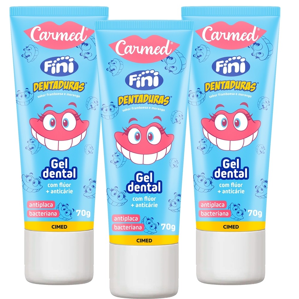 Kit 3 und Gel Dental Carmed Fini Dentadura 70g - Health