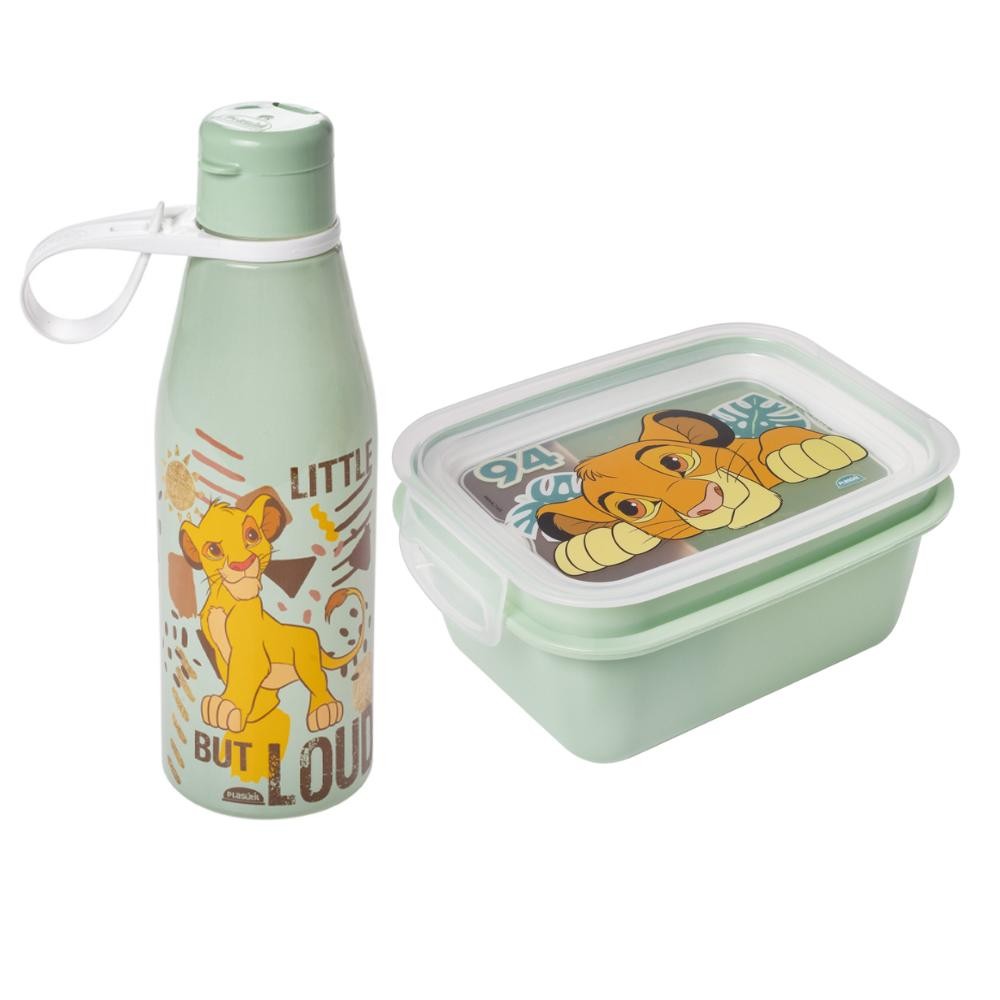 Kit Lancheira Rei Leão 1 Garrafa 1 Pote Marmita com Divisória Plasútil em Oferta na Shopee