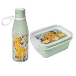 Kit Lancheira Rei Leão 1 Garrafa 1 Pote Marmita com Divisória Plasútil