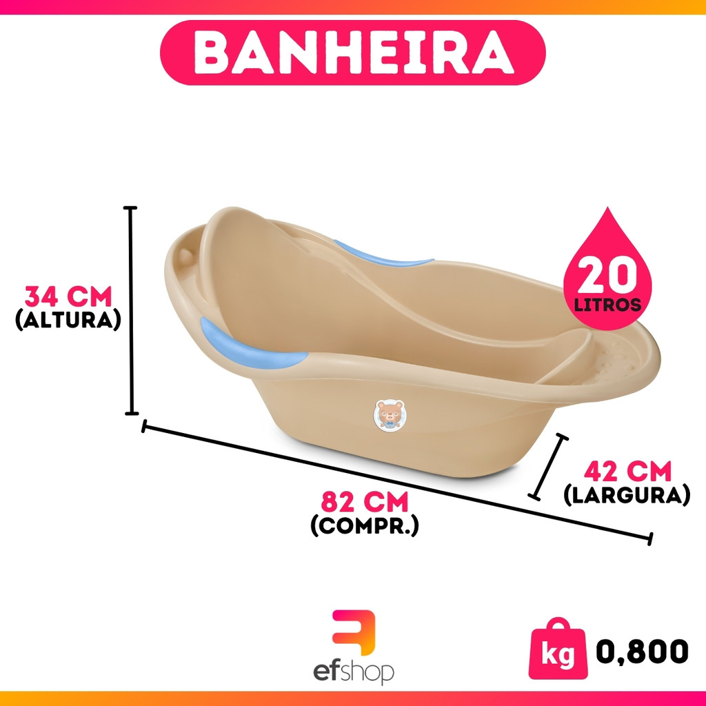Kit Banho Baby Banheira + Saboneira Femino Masculino Rosa/Azul Baby Bear Usual Menino Menina — imagem 2 de 2