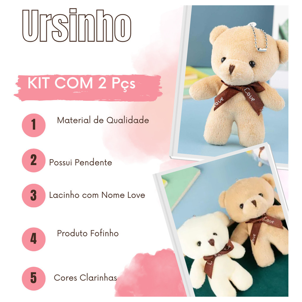 Detalhes do 2 Mini Chaveiro De Pelúcia Ursinho  Fofo Lembrancinha Mochila