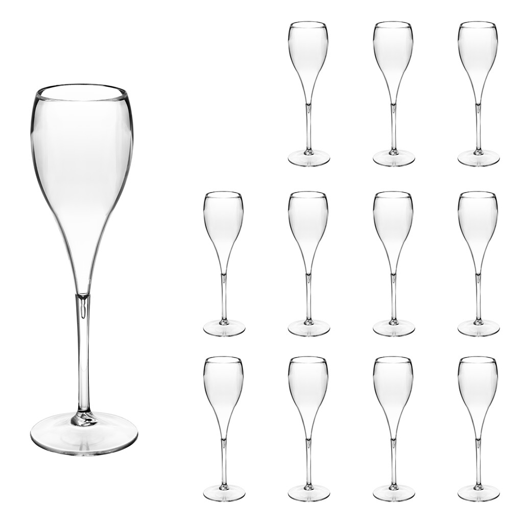 Taça de Espumante 120ml Kit 12un Brut Alto Padrão Acrílico