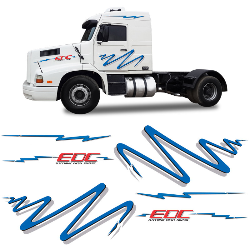 Kit Faixa Lateral Caminhão Volvo Edc 1996 Completo Azul Genérico
