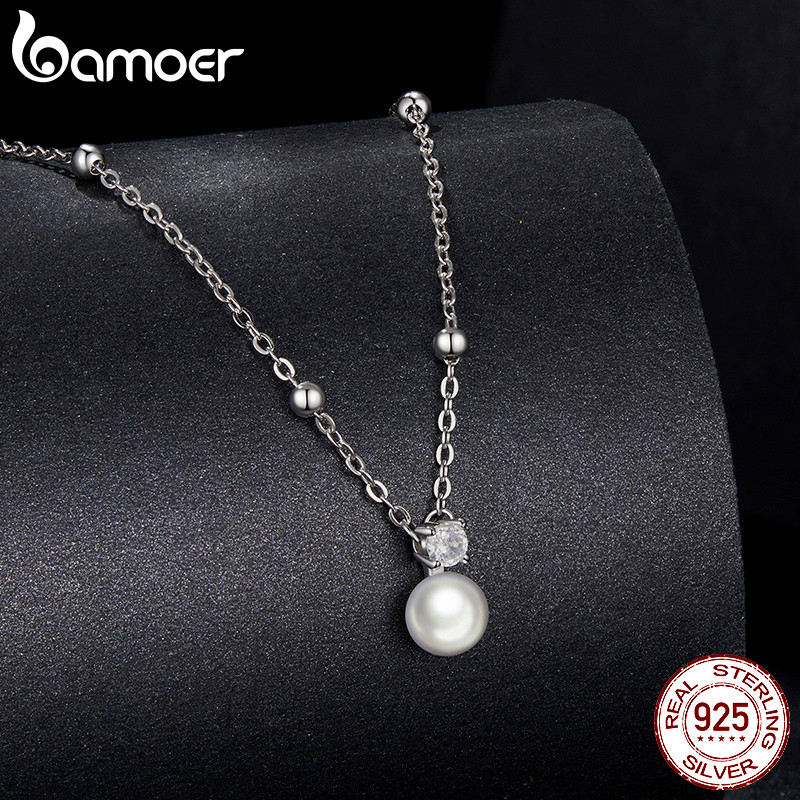 Bamoer 925 Sterling Sliver Colar Moissanite Pérola Joias Presentes Para Mulheres · foto 2