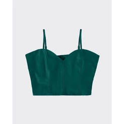 Blusa Cropped Feminina Decote Coração Em Viscolinho - ENFIM
