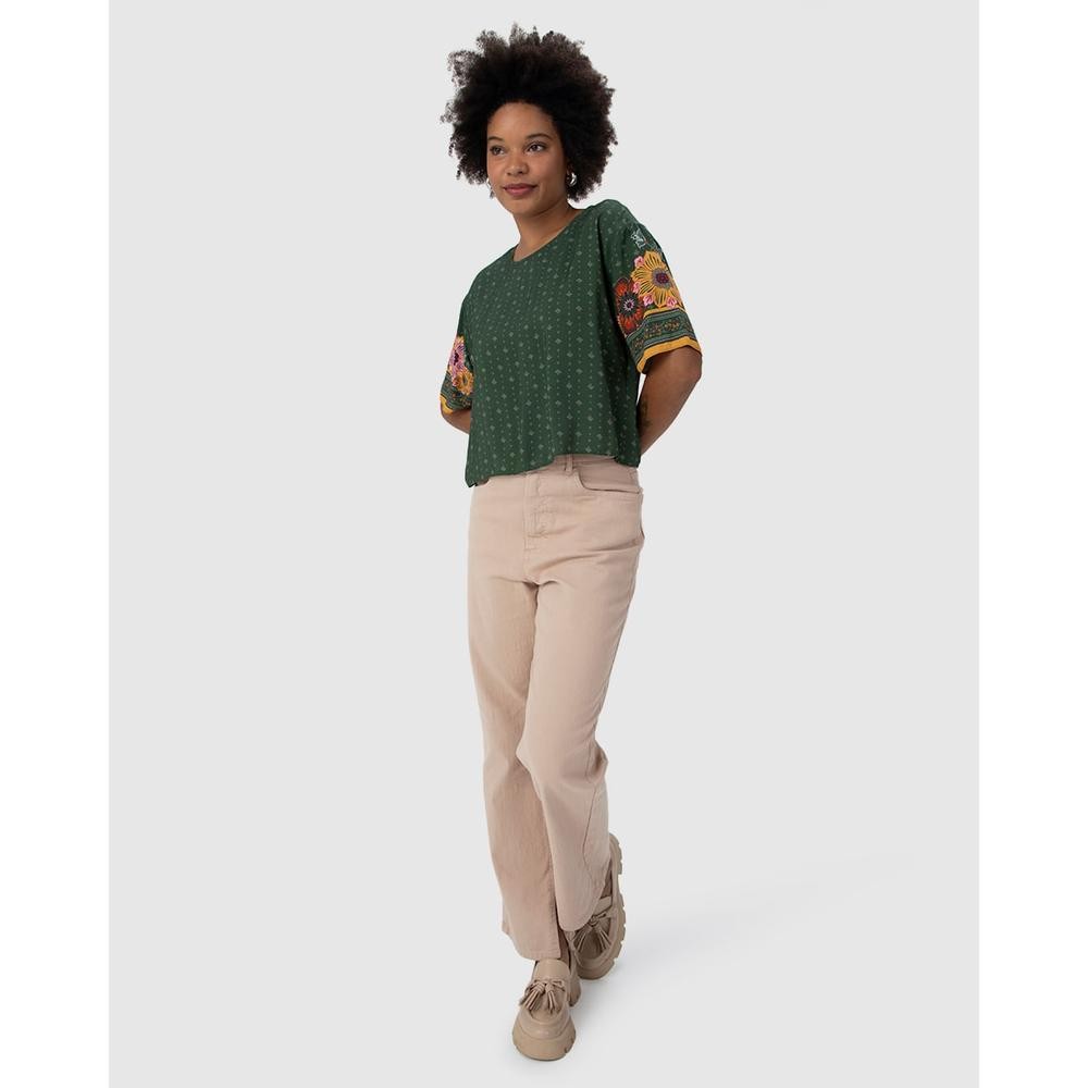 Blusa Feminina Manga Curta Estampada Em Viscose em Oferta na Shopee