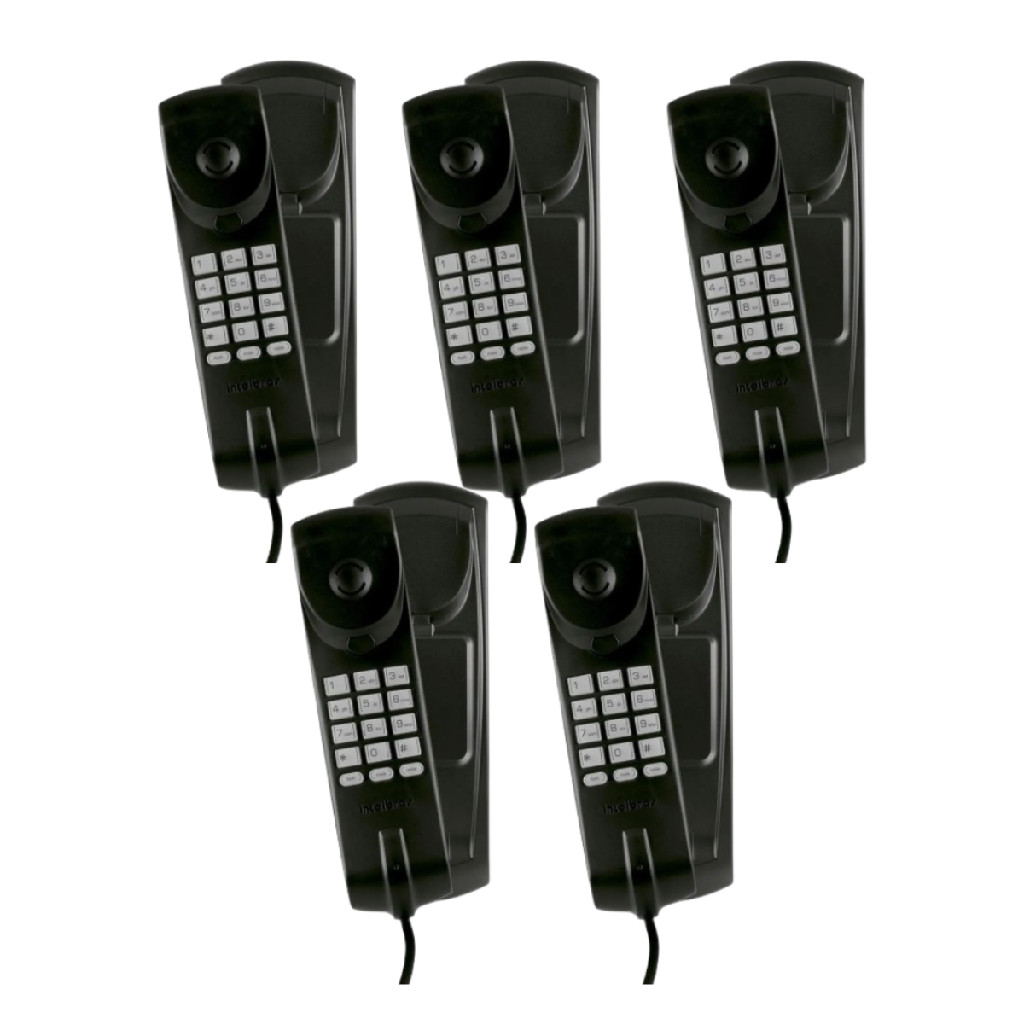 Telefone Gôndola com Fio Intelbras com Função Interfone  TC 20 Preto - 5 Unidades