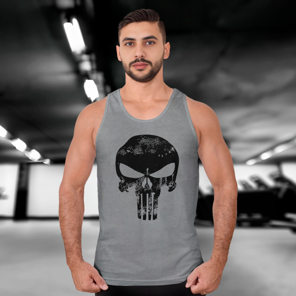 Camiseta Regata Caveira Punisher Camisa Masculina Academia 100% Algodão jbs