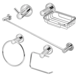 Kit Acessórios Banheiro Metal Cromado 5 Peças Completo