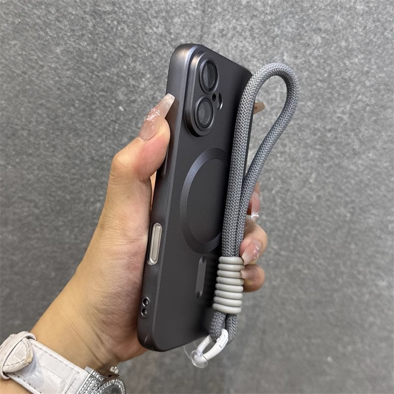 (Com Cordão) iPhone 16 Pro Max 15 14 11 12 13 x XS XR 7 8 Plus Invólucro Fosco Magnético Completo Filme De Lente De Câme