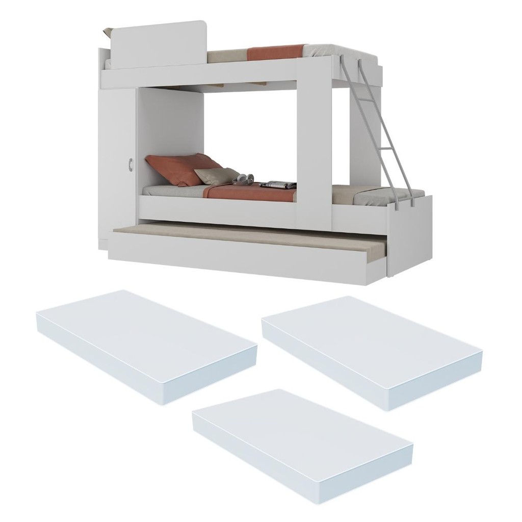 Treliche com Colchão Incluso e Barra de Proteção Multimóveis Branco - Home & Living