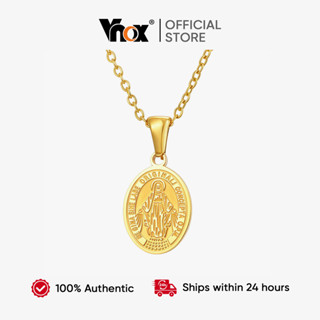 Vnox Dupla Face Oval Virgem Maria Pingente Colar Para Mulher , Ouro Aço Inoxidável Não Manchar , Simples Moda Jóias Pres em Oferta na Shopee