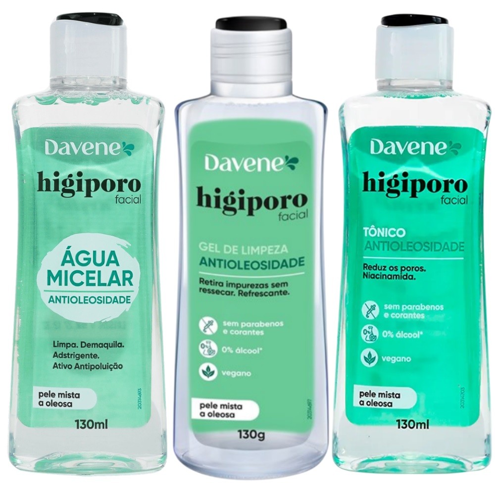 Tônico Sabonete Gel e Água Micelar Pele Mista/Oleosa Davene