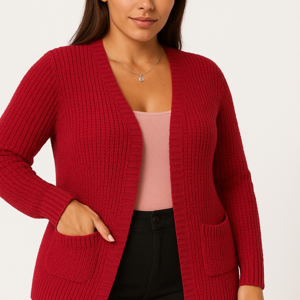 Casaco Feminino cardigan Blusa Manga Longa Sobretudo Tricô Inverno