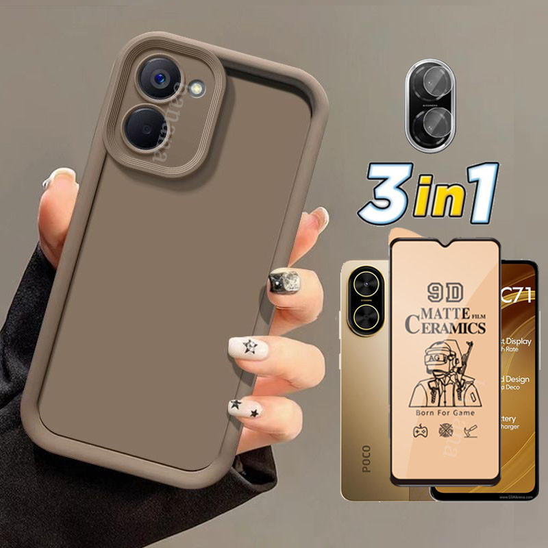 3 Em 1 Poco C71 Pacote Completo Capa De Telefone À Prova De Choque Para C 71 C75 F7 Pro F7 Ultra X7 M7 Vidro Temperado C em Oferta na Shopee