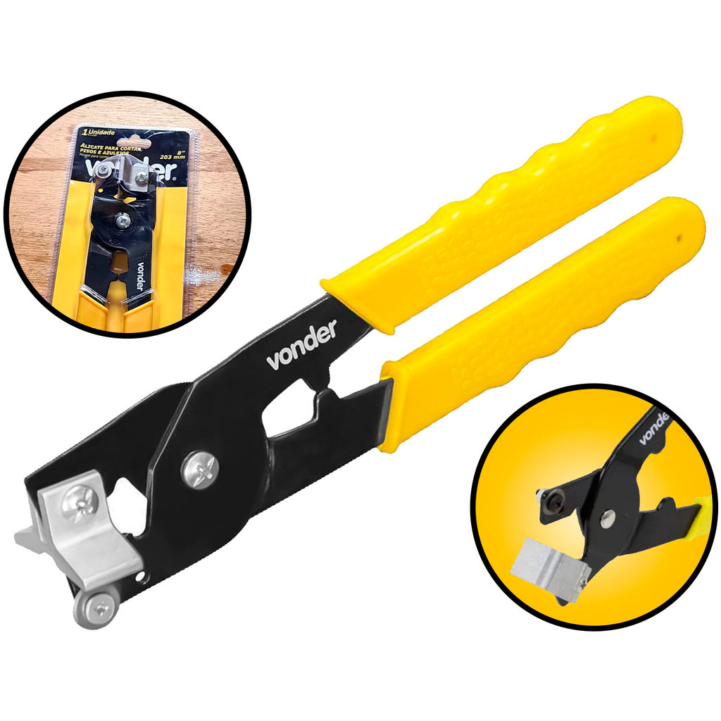 Alicate P/ Obras Cortador De Pisos Azulejos Cerâmicas Com Rodel Riscador Profissional 203mm Vonder em Oferta na Shopee