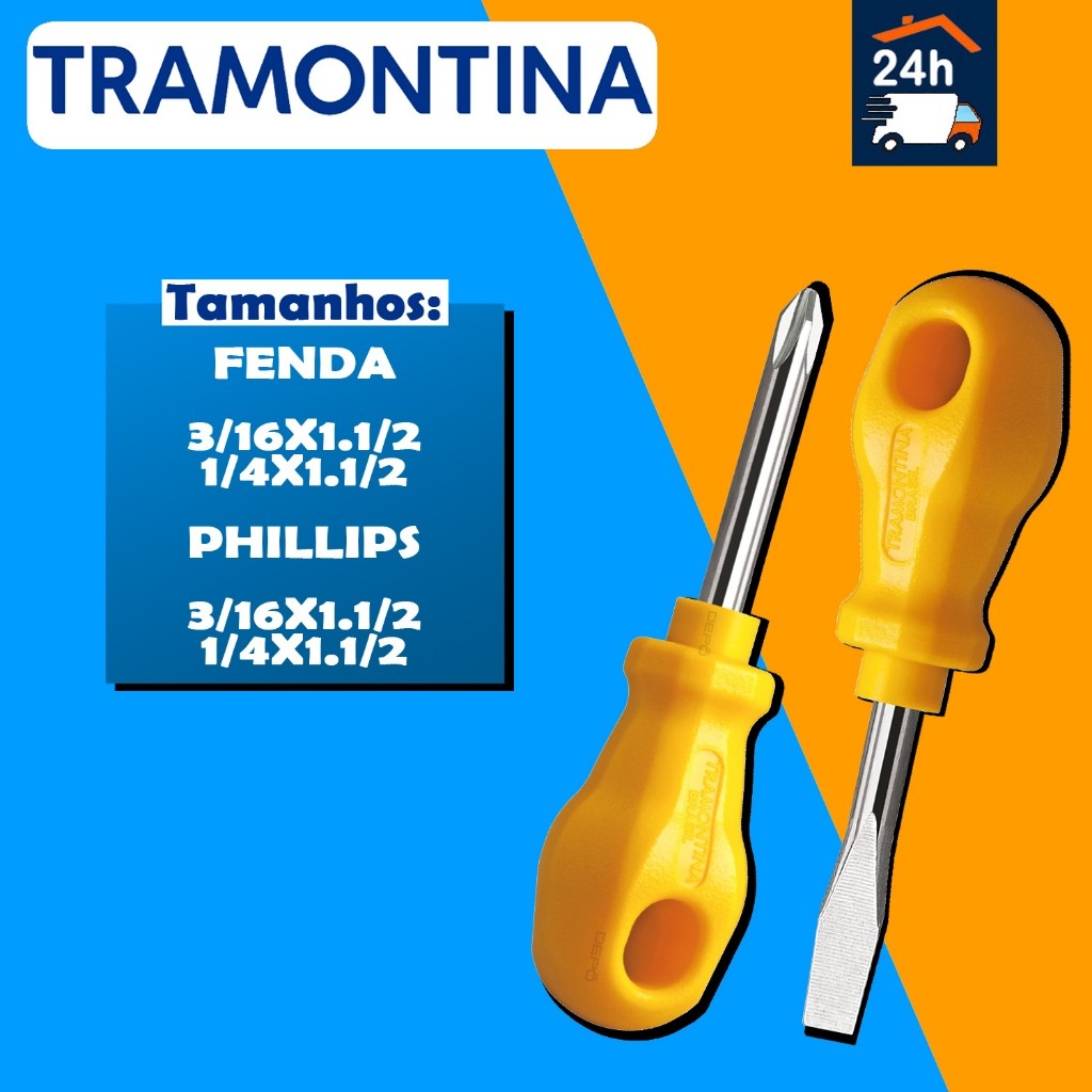 Chave Fenda ou Phillips Toco - Tramontina em Oferta na Shopee