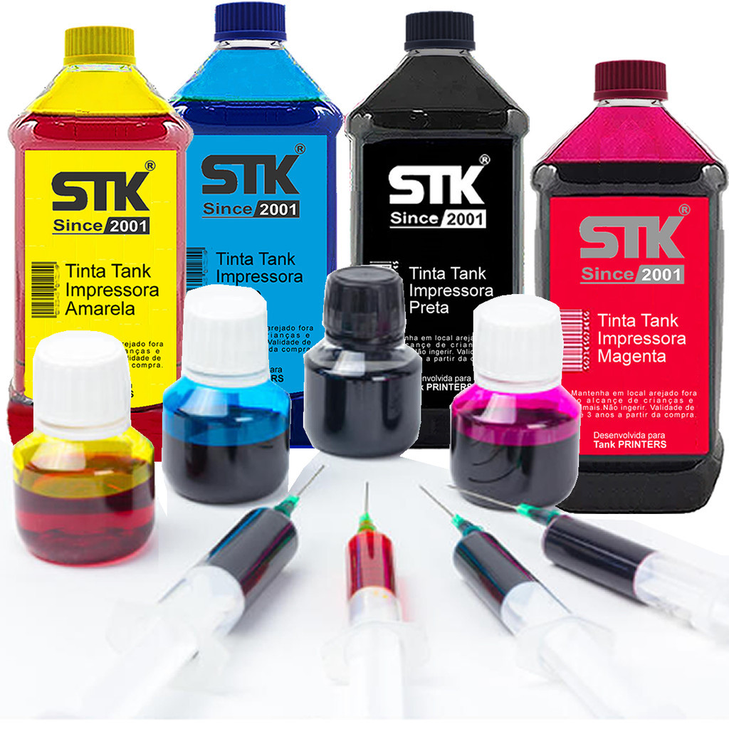 4 Refil Tinta STK Compatível Epson Xp214 Xp411 Xp231 Xp241 Xp431 Tx133 Tx135