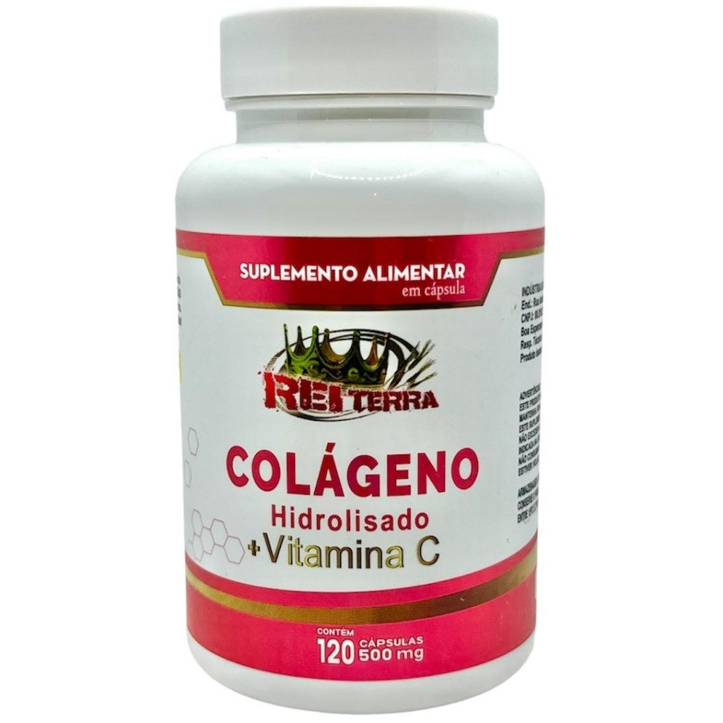 Colágeno Hidrolisado + Vitamina C 120 Cápsulas - Rei Terra em Oferta na Shopee