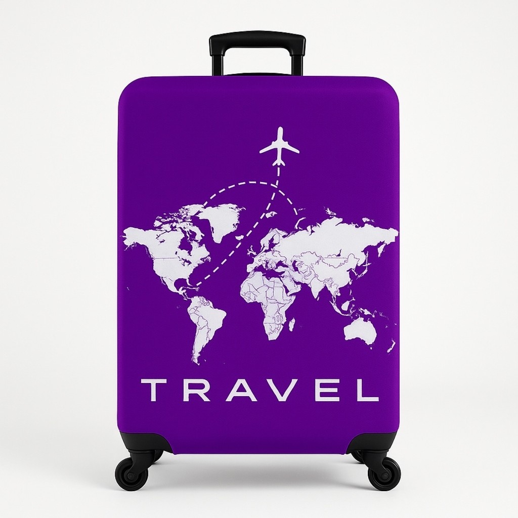 Capa Para Mala De Viagem Protetora Estampada Mapa Mundo Avião Tecido Fecho Click