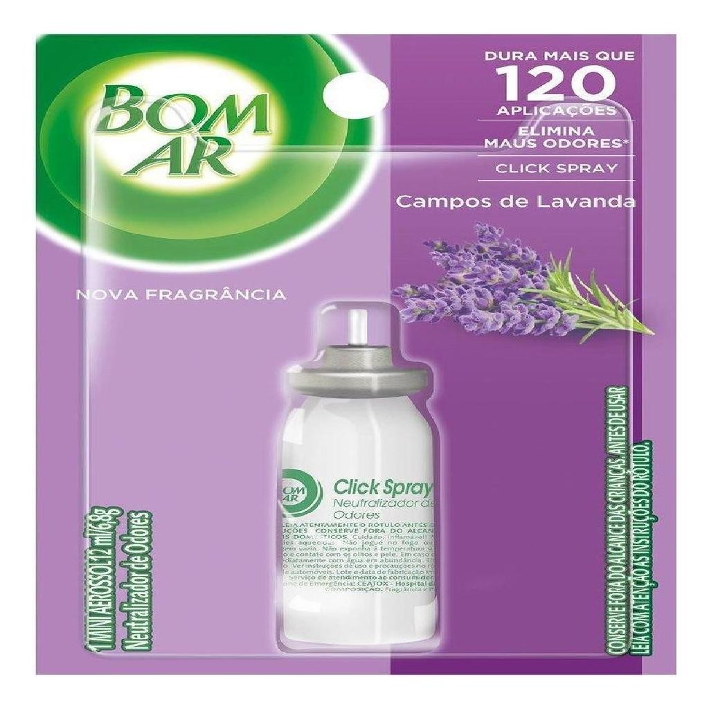 Bom Ar Aromatizador Click Spray Refil Campos de Lavanda 12ml - Home & Living