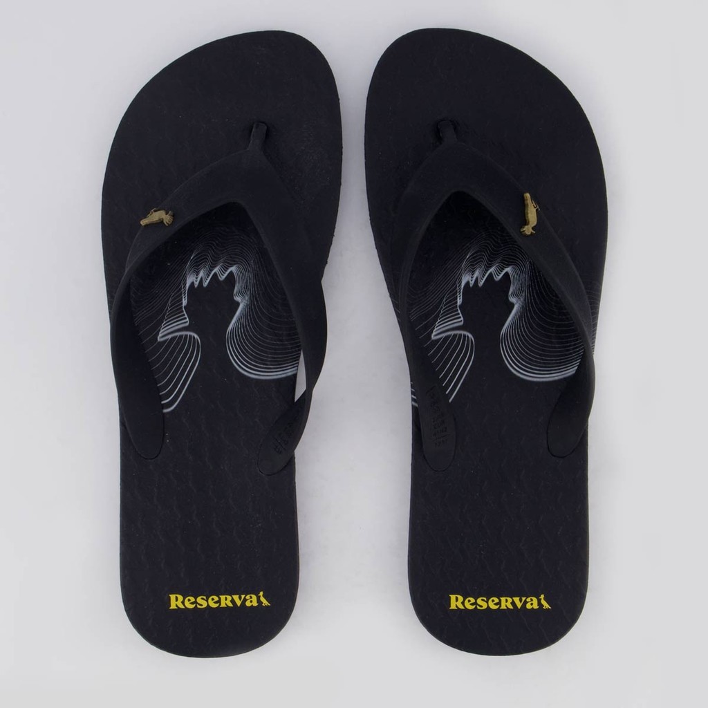 Chinelo Reserva Waves Preto e Branco - Men Shoes