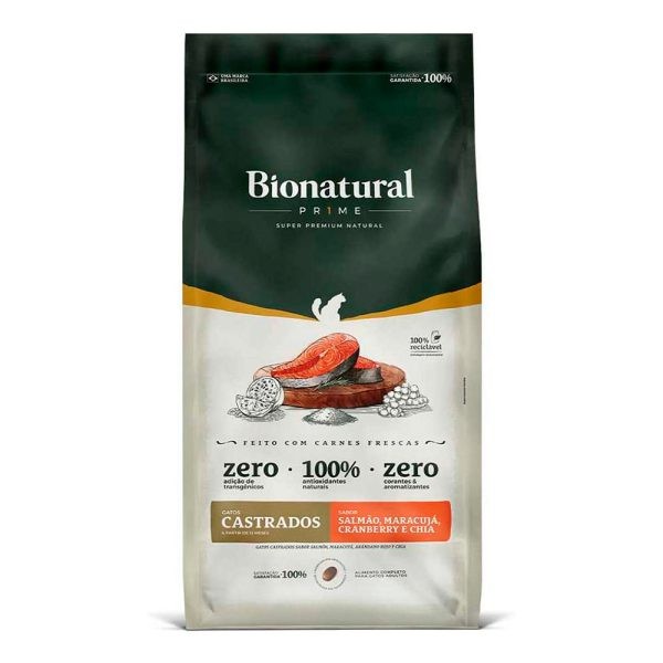 Ração Bionatural Prime Para Gatos Adultos Castrados Sabor Salmão 7,5kg em Oferta na Shopee